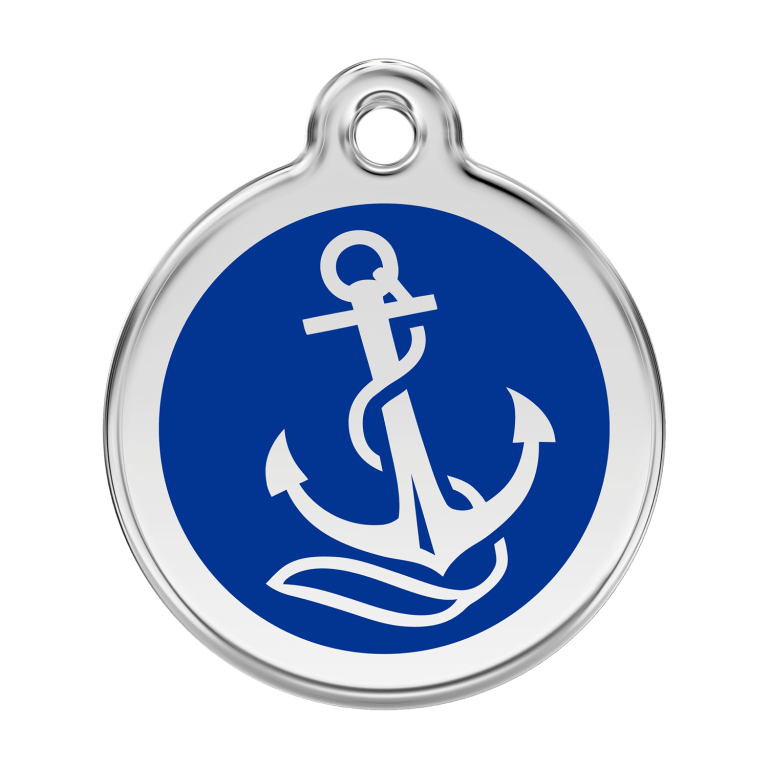 Vue avant - Médaille personnalisable pour chien Red Dingo Ancre Bleu foncé - Größe L
