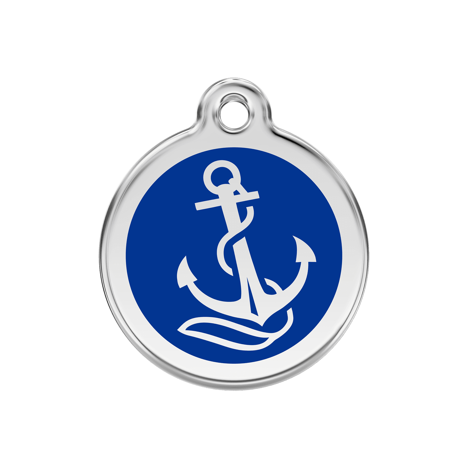 Vue avant - Médaille personnalisée pour chien ou chat - Red Dingo Émail et acier inoxydable - Ancre bleu foncé - Größe M