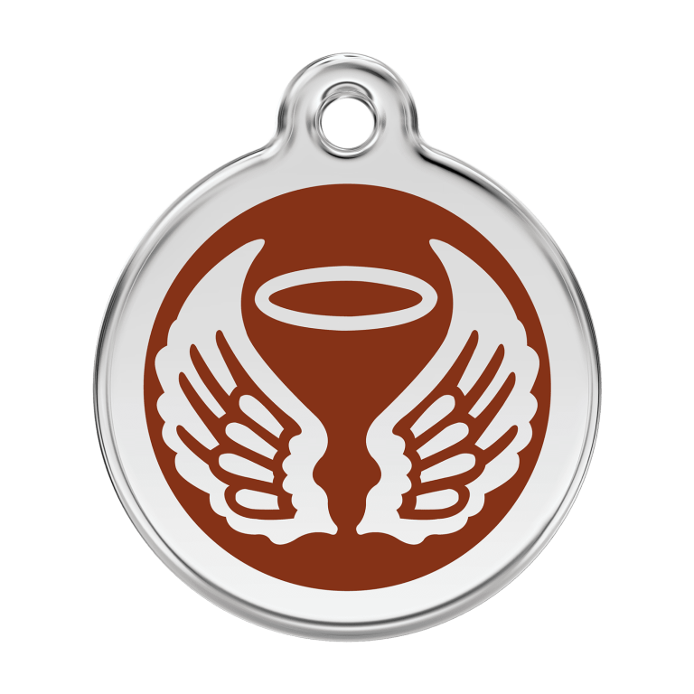 Vue avant - Médaille personnalisée pour chien Red Dingo ailes d'anges brun - Größe L