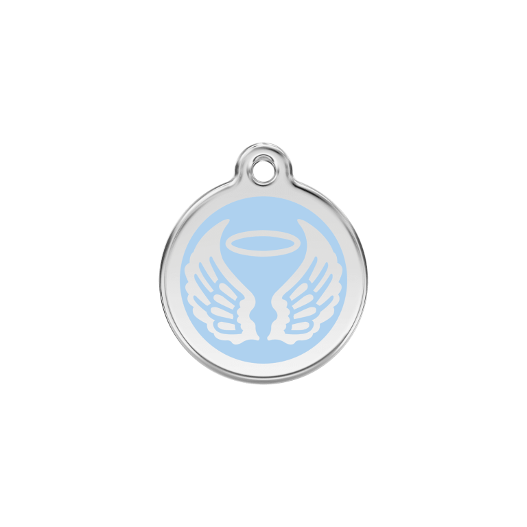 Vue avant - Médaille personnalisée Red Dingo Émail et acier inoxydable - Ailes d'anges - Bleu clair - Größe S
