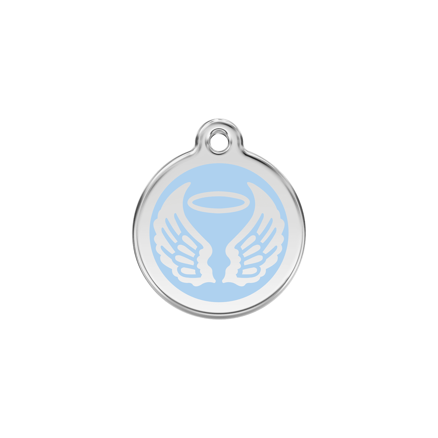 Vue avant - Médaille personnalisée Red Dingo Émail et acier inoxydable - Ailes d'anges - Bleu clair - Größe S
