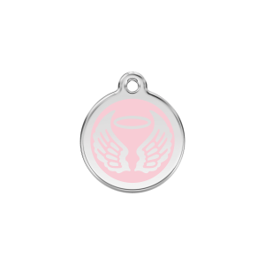 Hundemarke Engelsflügel Rosa Größe S – Emaille & Edelstahl