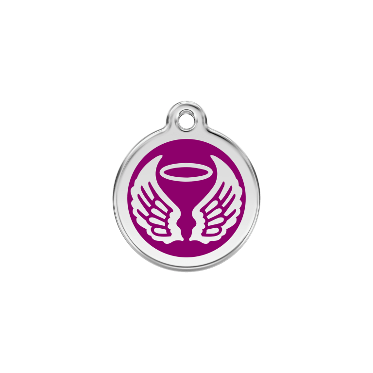 Vue avant - Médaille personnalisable Red Dingo Émail/Acier inoxydable - Ailes d'anges - Violet - Größe S