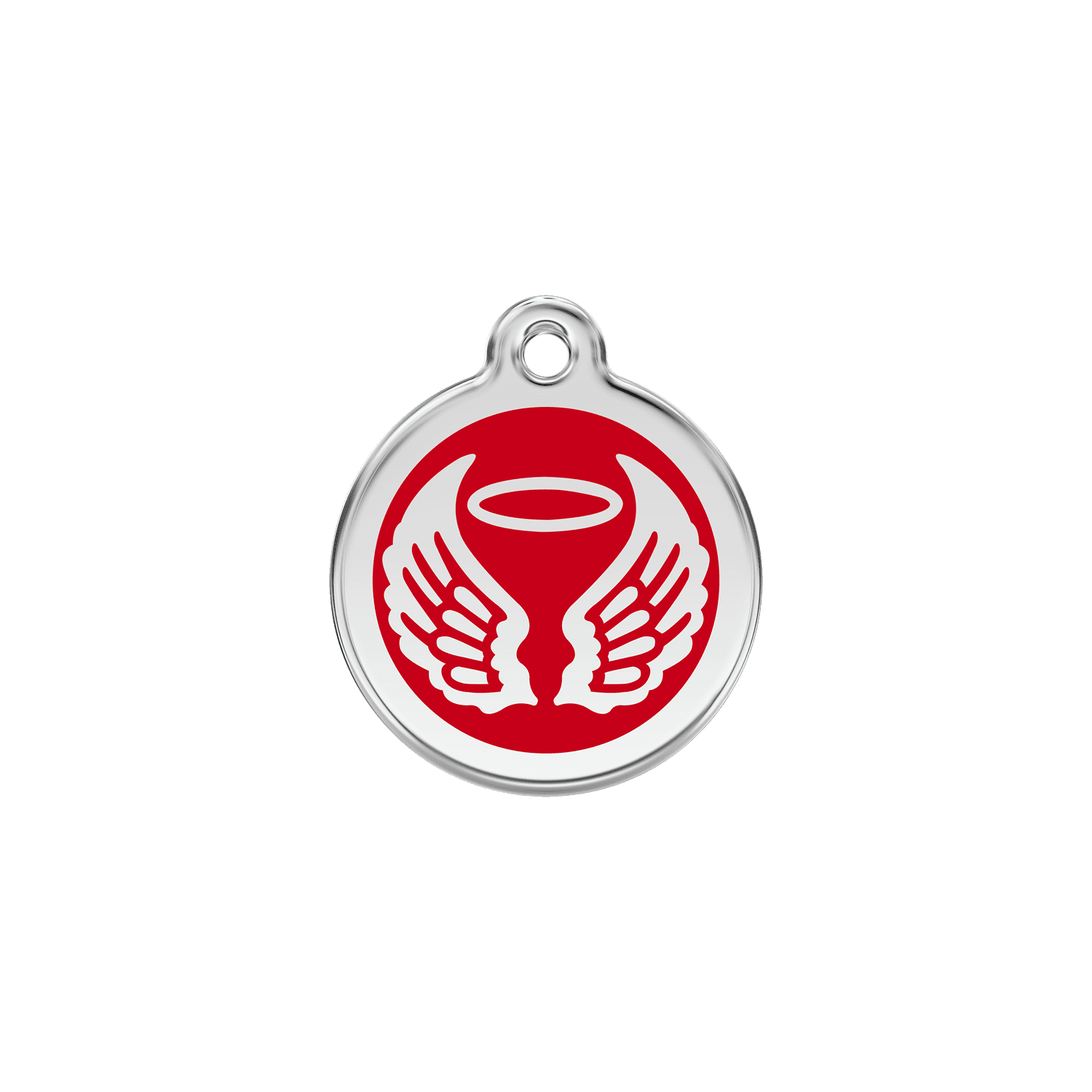 Vue avant - Médaille personnalisée pour chien/chat Red Dingo Émail/Acier inoxydable Ailes d'anges Rouge S 20.00 7G