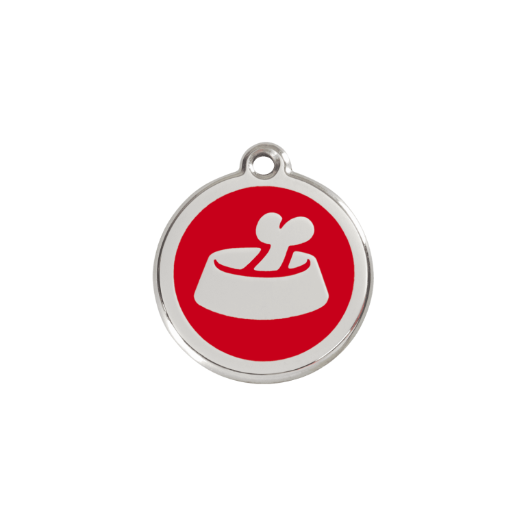 Vue avant - Médaille personnalisable pour chien/chat Red Dingo Émail/Acier inoxydable - Motif Os - Rouge - Größe S