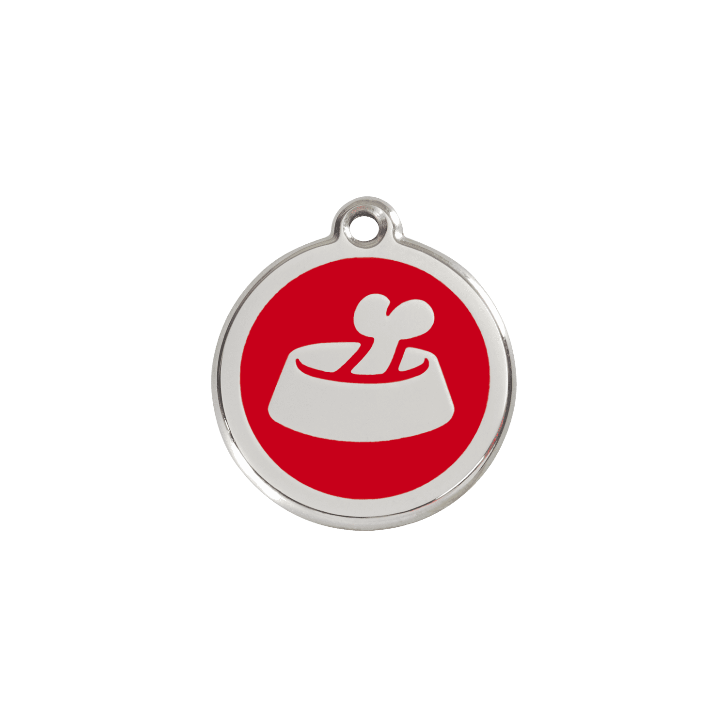Vue avant - Médaille personnalisable pour chien/chat Red Dingo Émail/Acier inoxydable - Motif Os - Rouge - Größe S