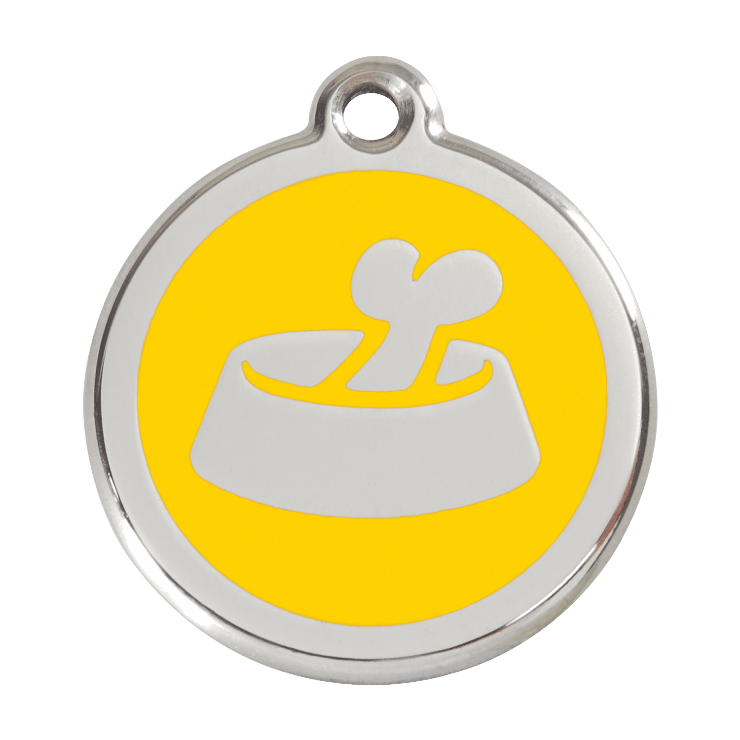 Vue avant - Médaille personnalisée pour chien Red Dingo Émail/Acier inoxydable - Motif Os Jaune - Größe L