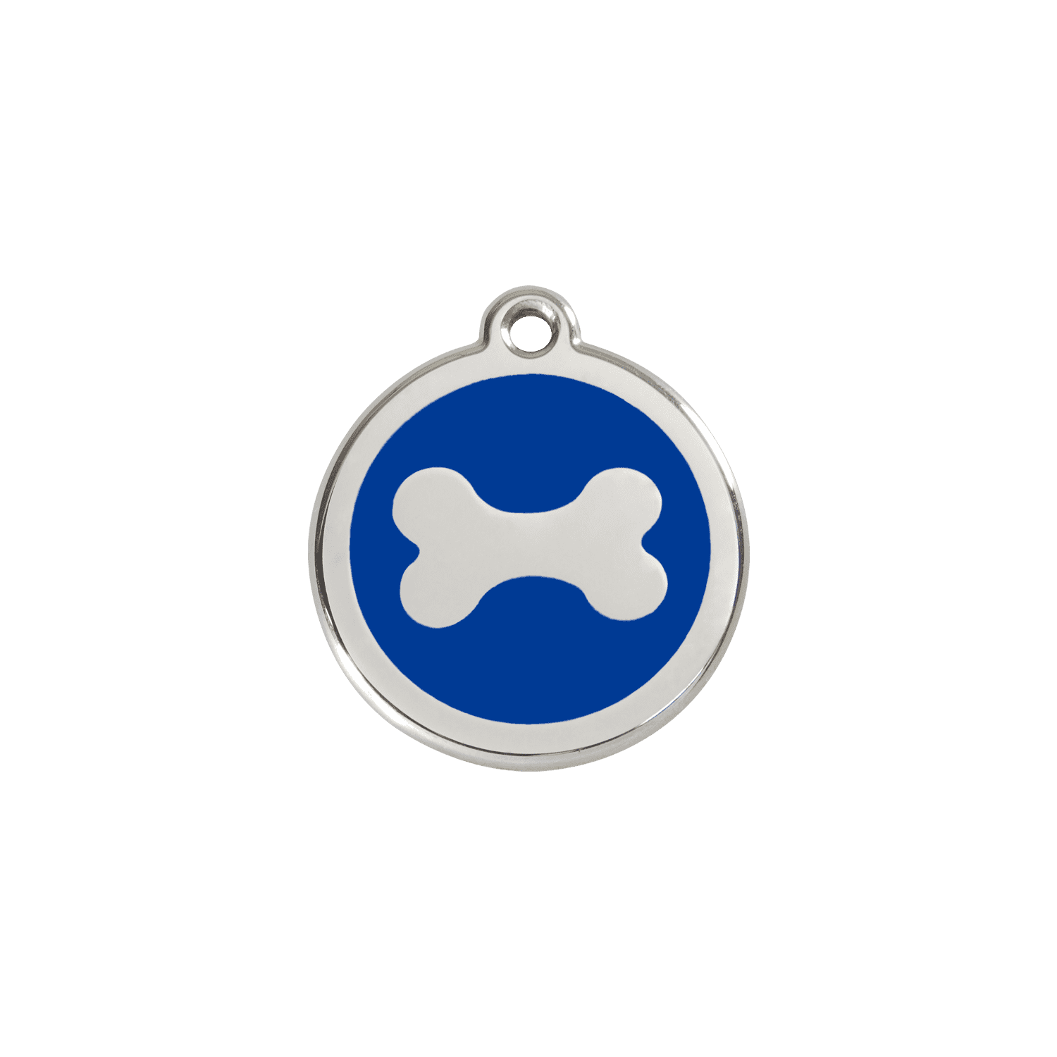 Vue avant - "Médaille personnalisée pour chien/chat Red Dingo en émail et acier inoxydable - Os bleu foncé - Größe S"
