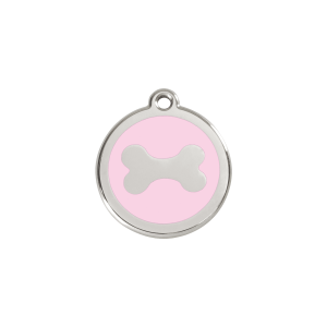 Hundemarke Knochen Rosa aus Emaille und Edelstahl, Klein