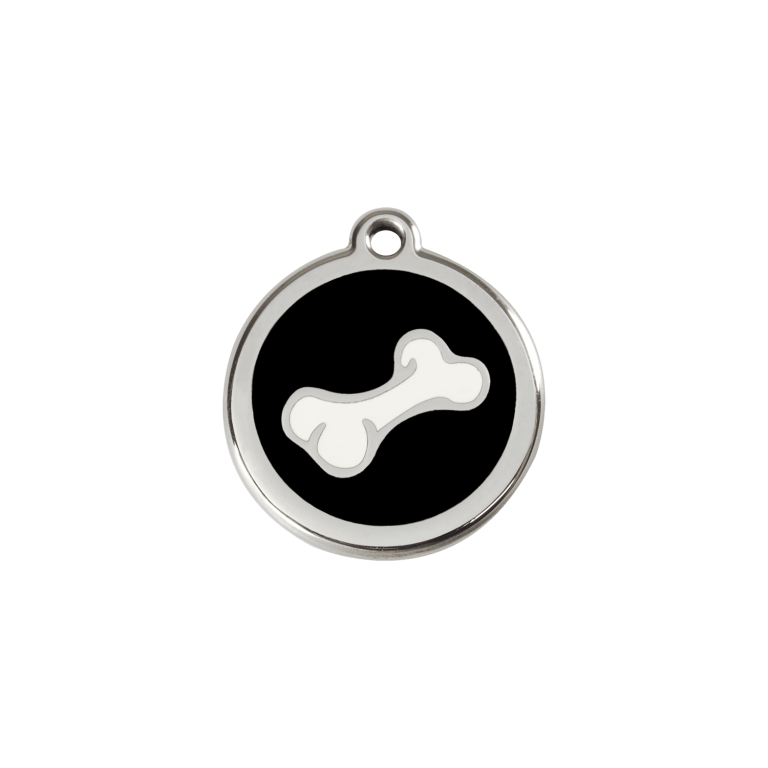 Vue avant - Médaille personnalisée Red Dingo Émail/Acier inoxydable - Os noir - Größe S