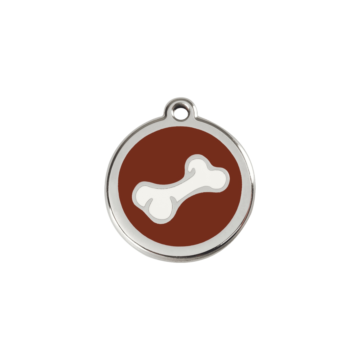 Vue avant - Médaille personnalisée pour chien/chat Red Dingo - Os brun en émail et acier inoxydable - Größe S