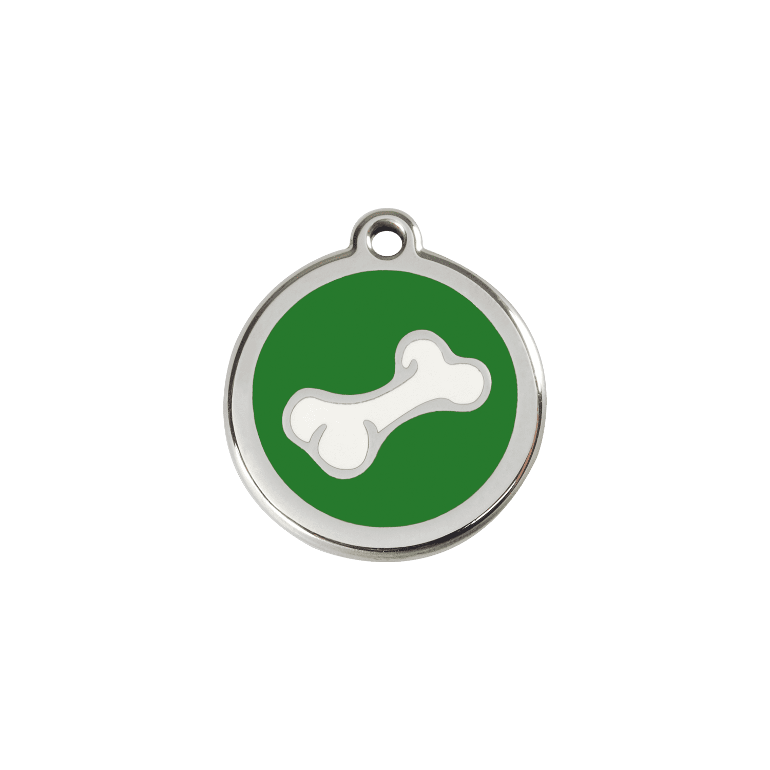 Vue avant - Médaille personnalisée pour chien/chat Red Dingo Émail et acier inoxydable - Os vert - Größe S