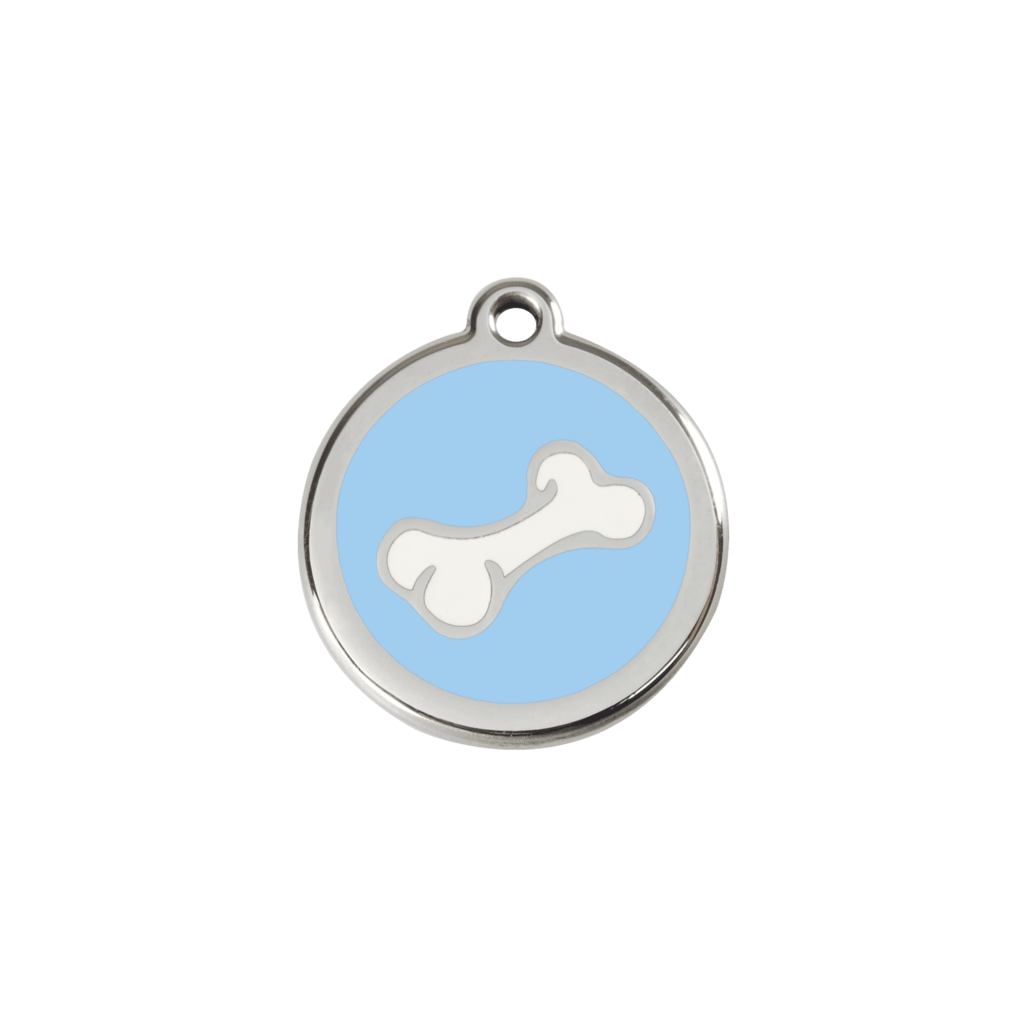 Vue avant - Médaille personnalisée pour chien/chat Red Dingo Émail/Acier inoxydable Os Bleu Clair S 20.00mm