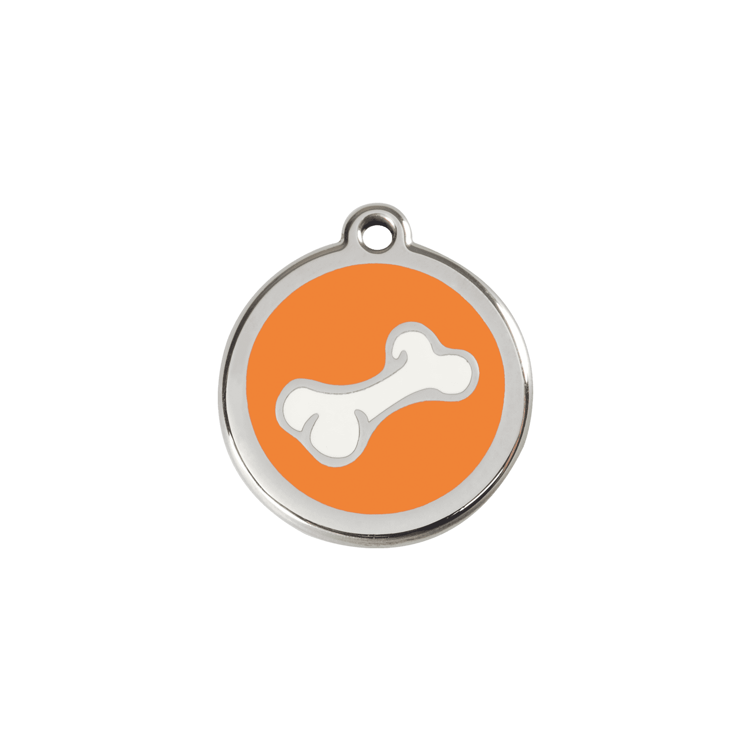 Vue avant - Médaille personnalisée pour chien/chat Red Dingo Émail/Acier inoxydable Os Orange S 20.00mm
