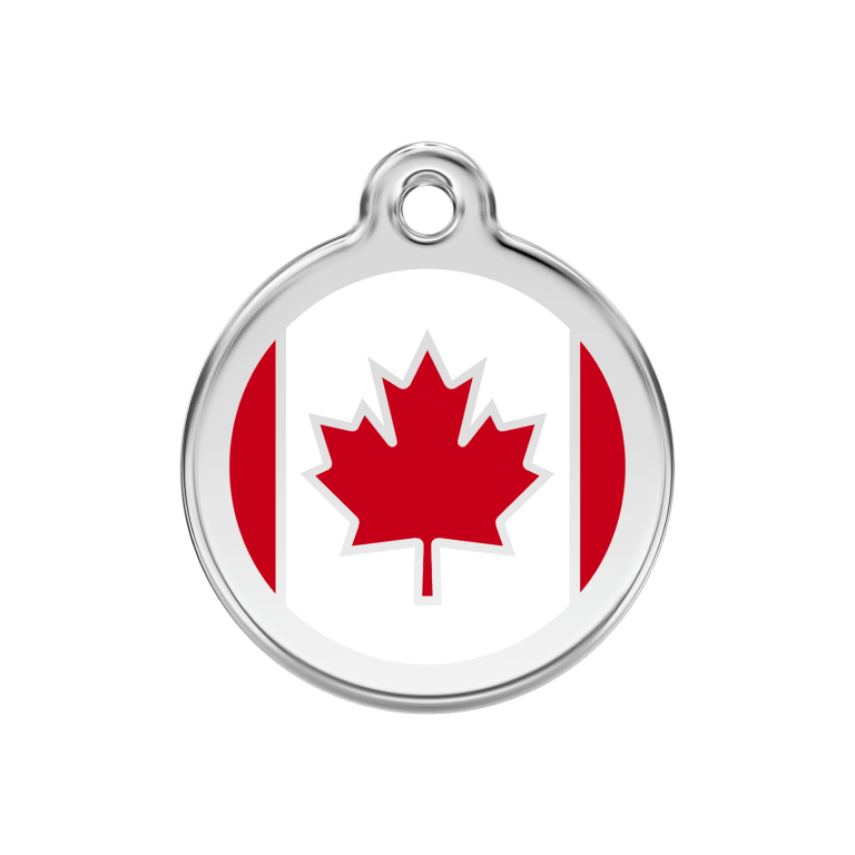 Vue avant - Médaille personnalisée pour chien ou chat - Red Dingo - Drapeau canadien - Rouge - Größe M