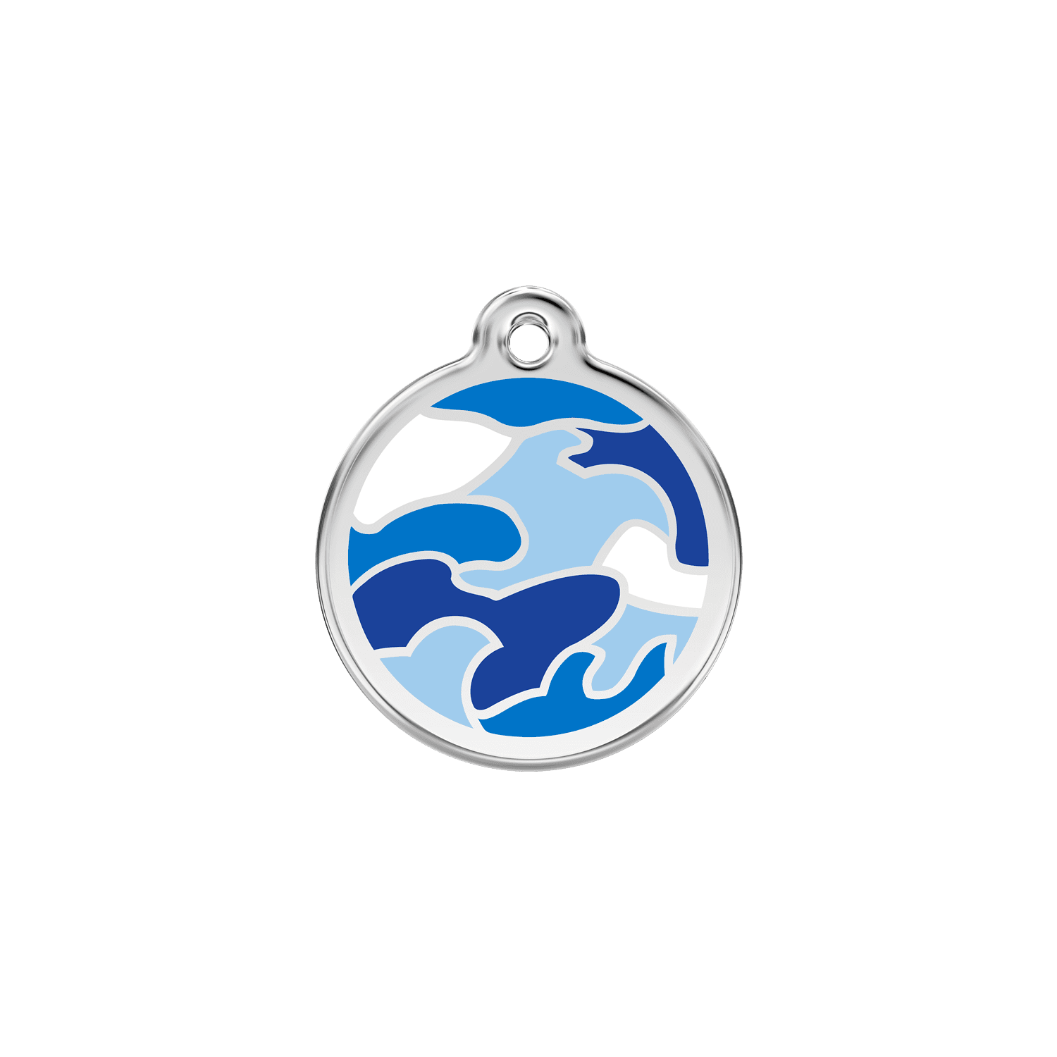 Vue avant - Médaille personnalisée pour chien/chat Red Dingo Émail et acier inoxydable - Camouflage bleu foncé - Größe S