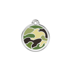 Katzenmarke Camouflage Grün Klein aus Emaille und Edelstahl