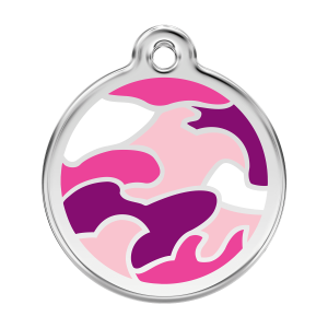 Hundemarke Camouflage Rosa Größe L aus Emaille und Edelstahl
