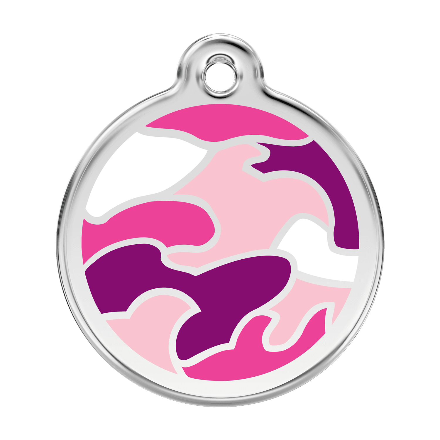 Vue avant - Médaille personnalisée pour chien Red Dingo Camouflage Rose - Größe L - Réf : 01-CP-PK-LG