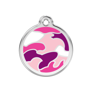 Hundemarke Camouflage Rosa Größe M aus Emaille und Edelstahl