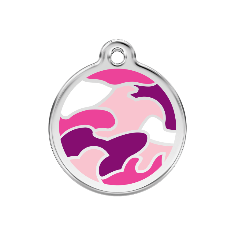 Vue avant - Médaille personnalisée pour chien Red Dingo Camouflage Rose - Größe M