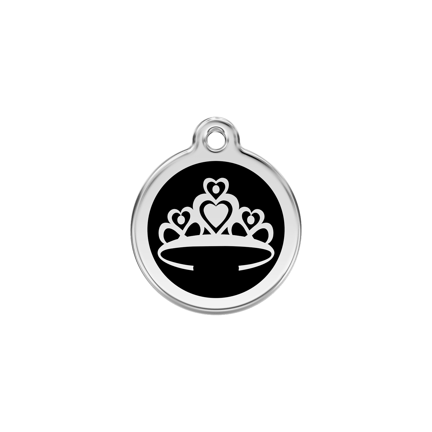 Vue avant - Médaille personnalisée pour chien/chat Red Dingo Couronne Noir S 20.00 - Gravure incluse