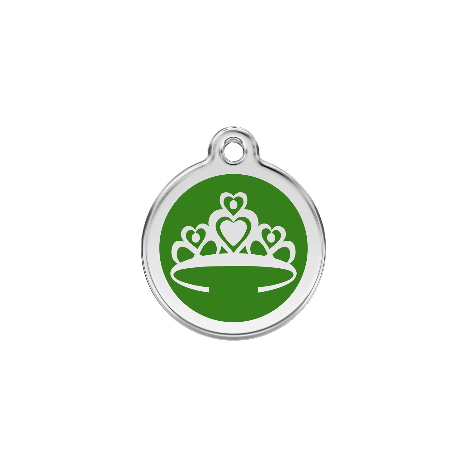Vue avant - Médaille personnalisée pour chien/chat Red Dingo Couronne Vert S 20.00 - Gravure incluse