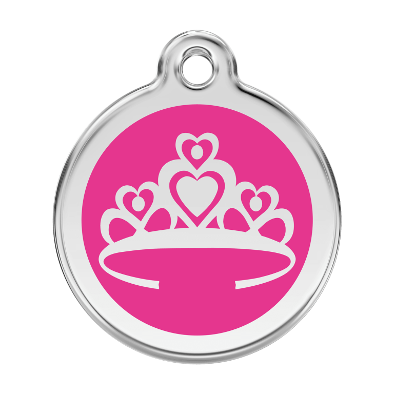 Vue avant - Médaille personnalisée pour chien Red Dingo Couronne Rose vif - Größe L