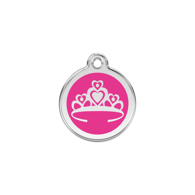 Vue avant - Médaille personnalisée pour chien/chat Red Dingo Couronne Rose vif - Größe S