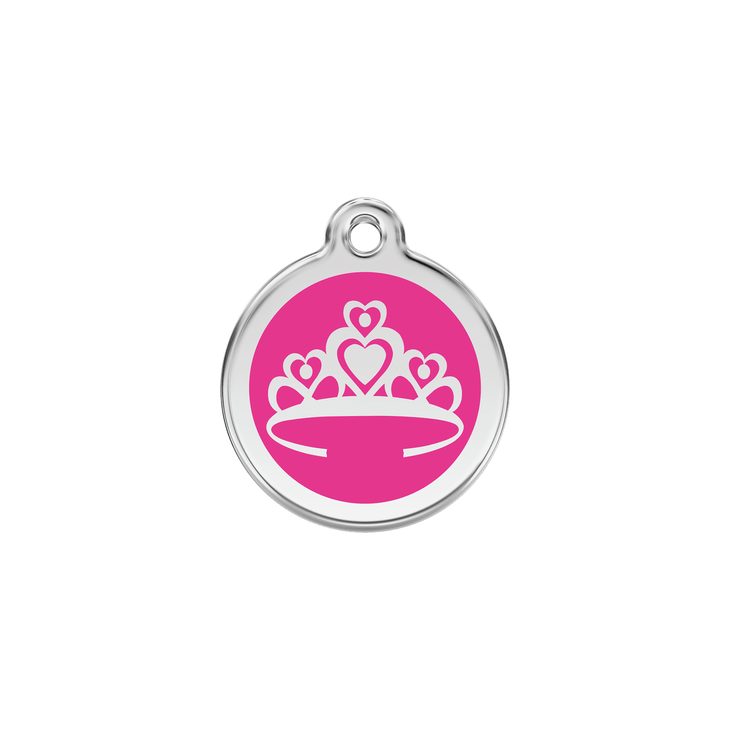 Vue avant - Médaille personnalisée pour chien/chat Red Dingo Couronne Rose vif - Größe S