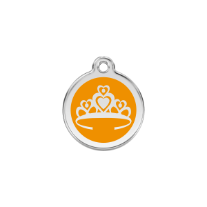Katzenmarke Krone Orange S 20 mm aus Emaille & Edelstahl