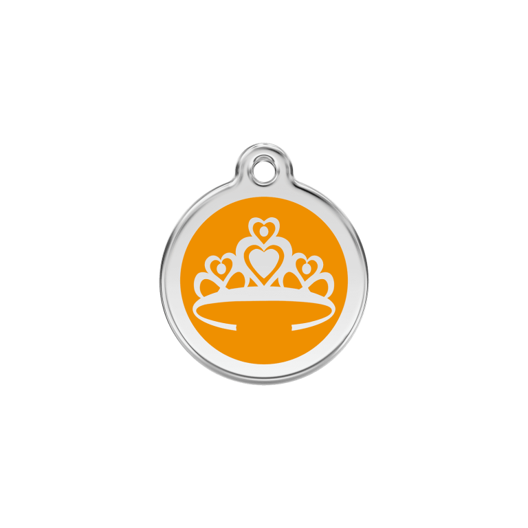 Vue avant - Médaille personnalisée pour chien/chat Red Dingo Couronne Orange S 20.00mm