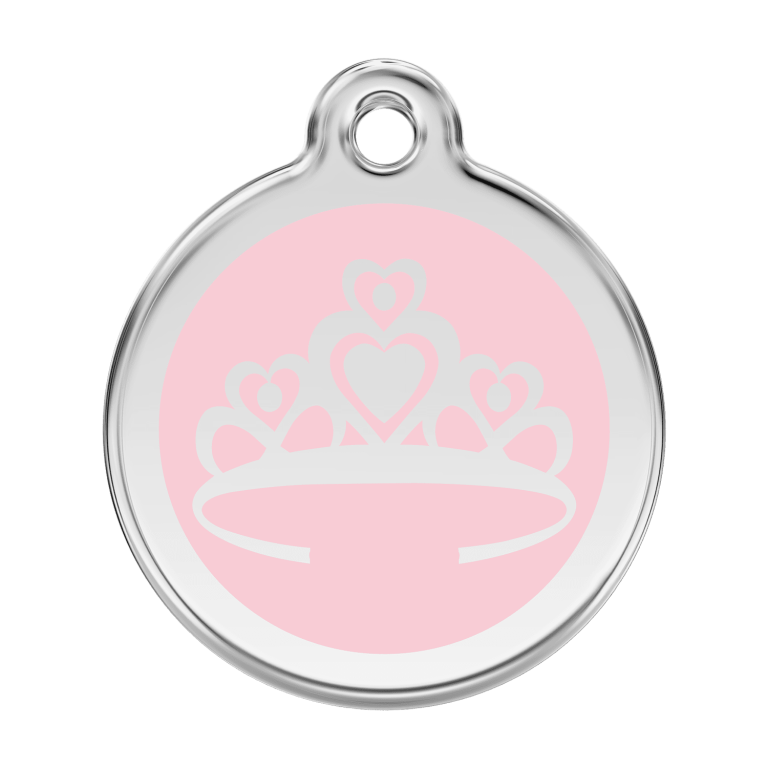 Vue avant - Médaille personnalisée pour chien Red Dingo Couronne Rose L 38.00mm 24.7G