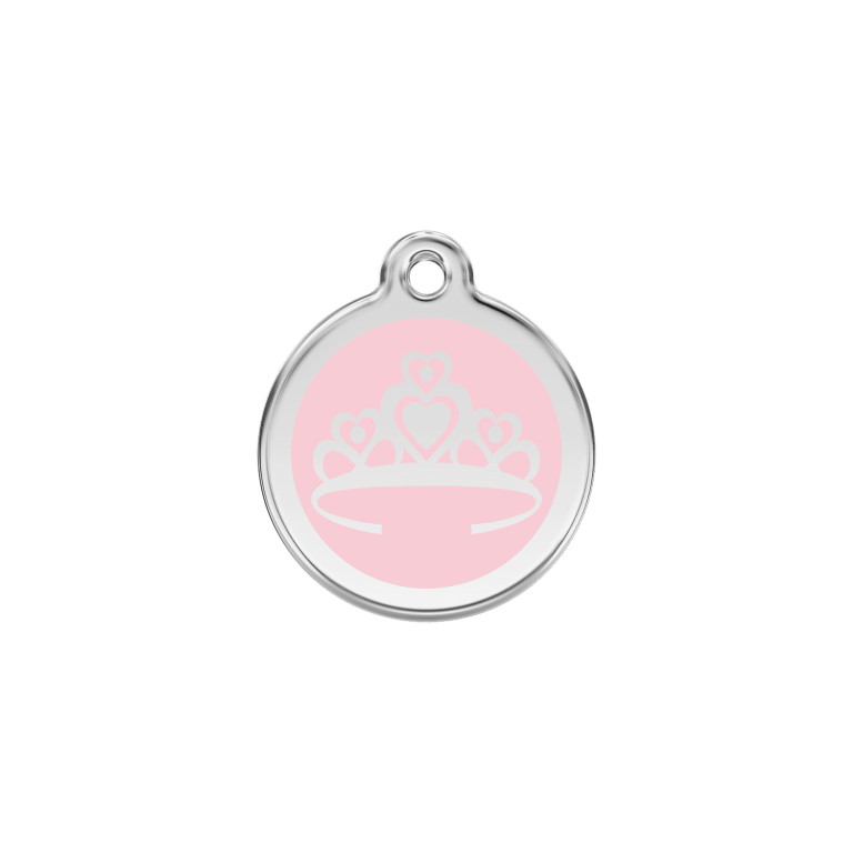 Vue avant - Médaille personnalisée pour chien/chat Red Dingo Couronne Rose S 20.00mm 7g