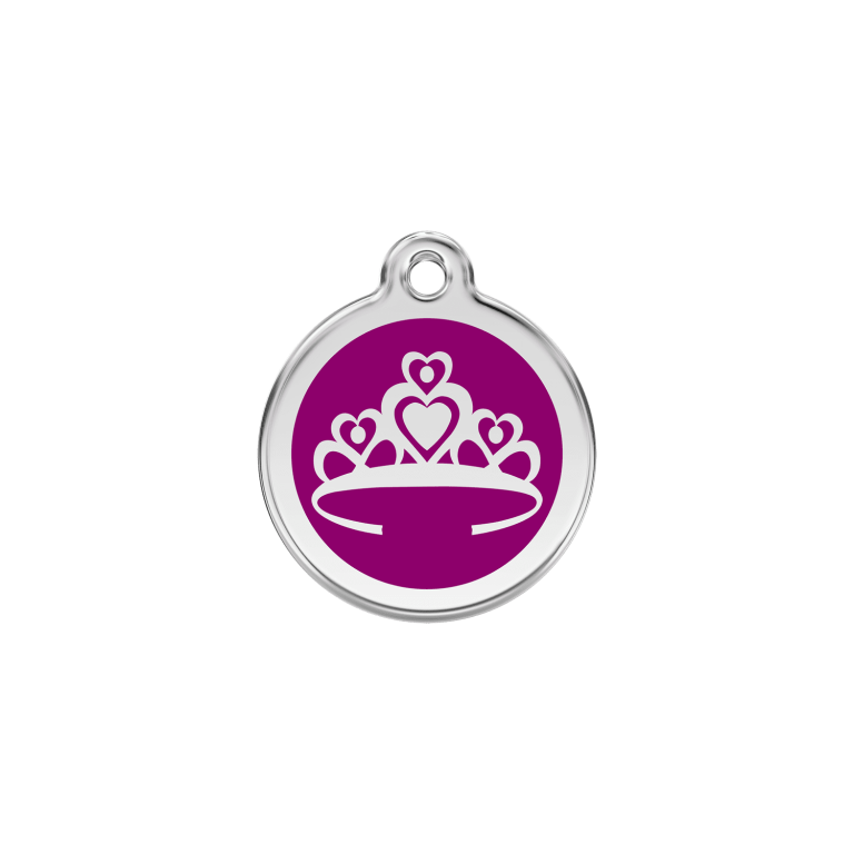 Vue avant - Médaille personnalisée pour chat ou chien - Red Dingo Couronne Violet S 20.00 7G