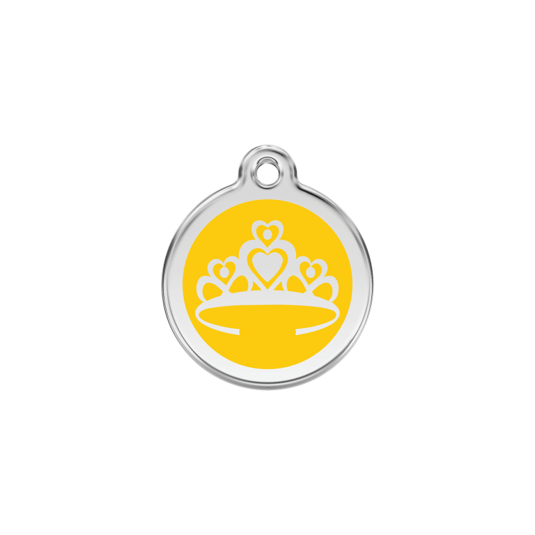 Vue avant - Médaille personnalisable Red Dingo Couronne Jaune S 20.00mm - pour chien/chat