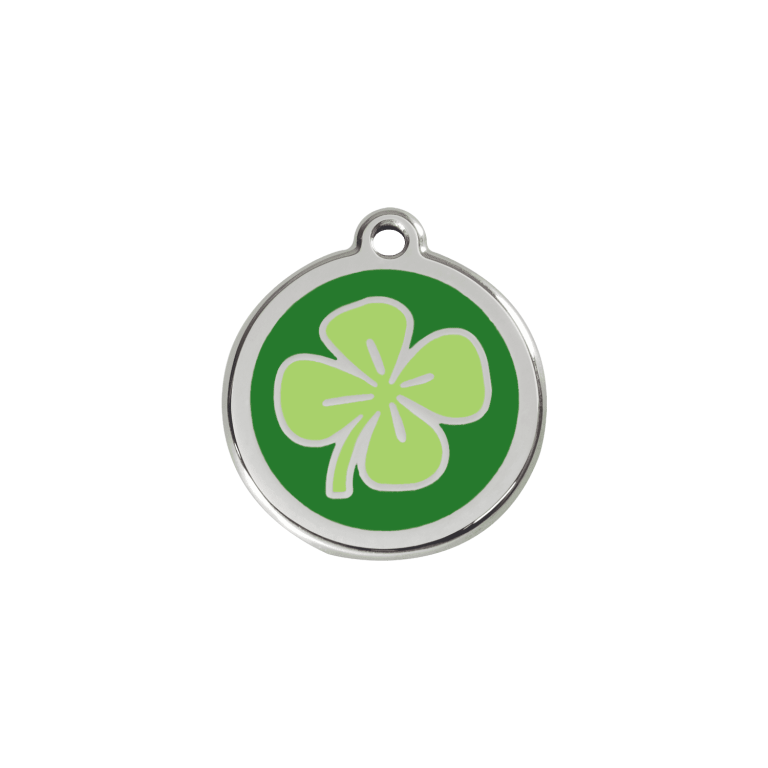 Vue avant - Médaille personnalisée pour chien/chat Red Dingo Trèfle Vert S 20.00mm 7g