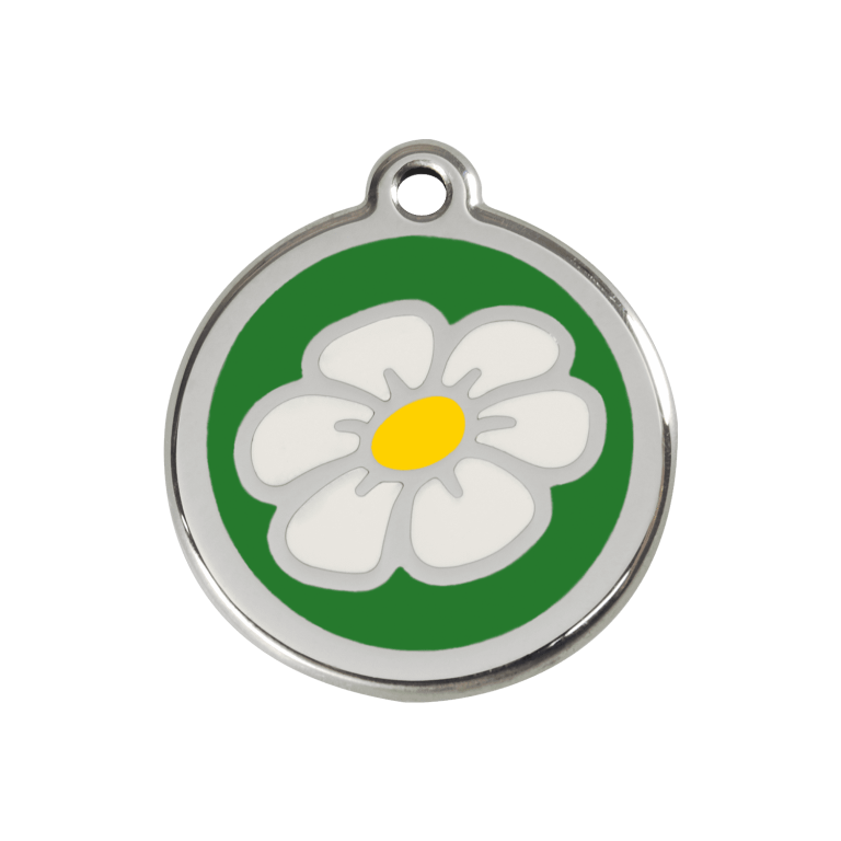 Vue avant - Médaille personnalisable pour chien ou chat - Red Dingo Marguerite Vert - Größe M