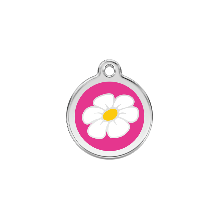 Vue avant - Médaille personnalisée pour chien/chat Red Dingo Marguerite Rose S 20.00mm