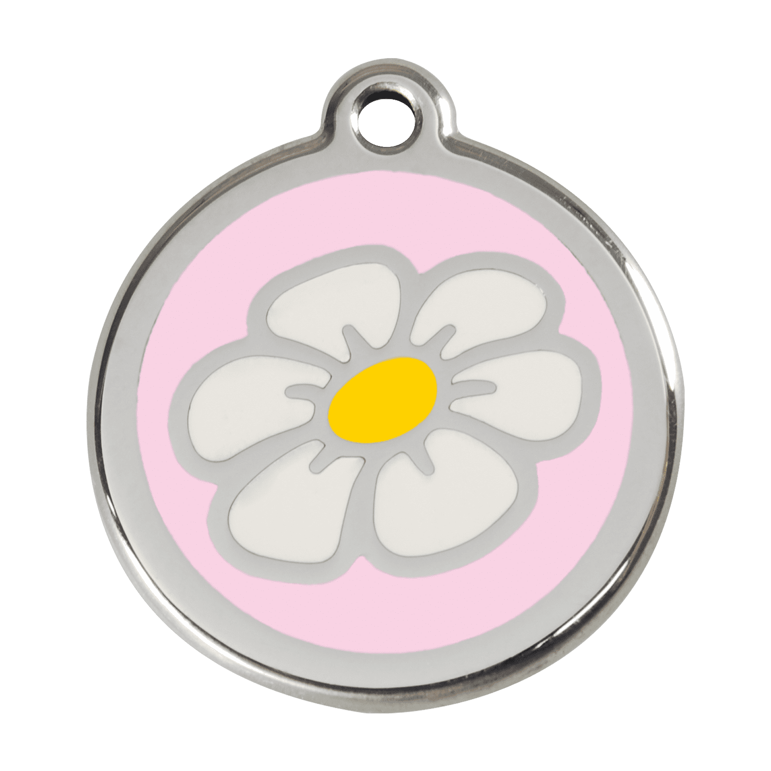 Vue avant - Médaille personnalisable pour chien - Red Dingo Marguerite Rose - Größe L