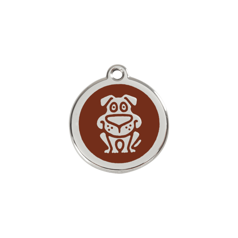 Vue avant - Médaille personnalisée pour chien/chat Red Dingo Émail/Acier inoxydable Brun S 20.00mm