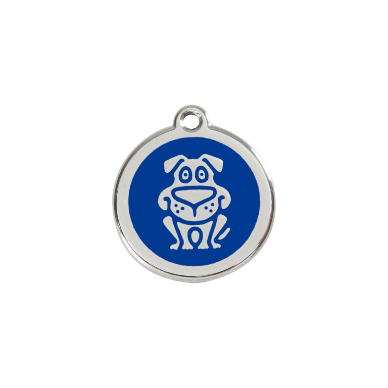 Vue avant - Médaille personnalisée pour chien/chat Red Dingo Émail/Acier inoxydable Bleu foncé - Größe S