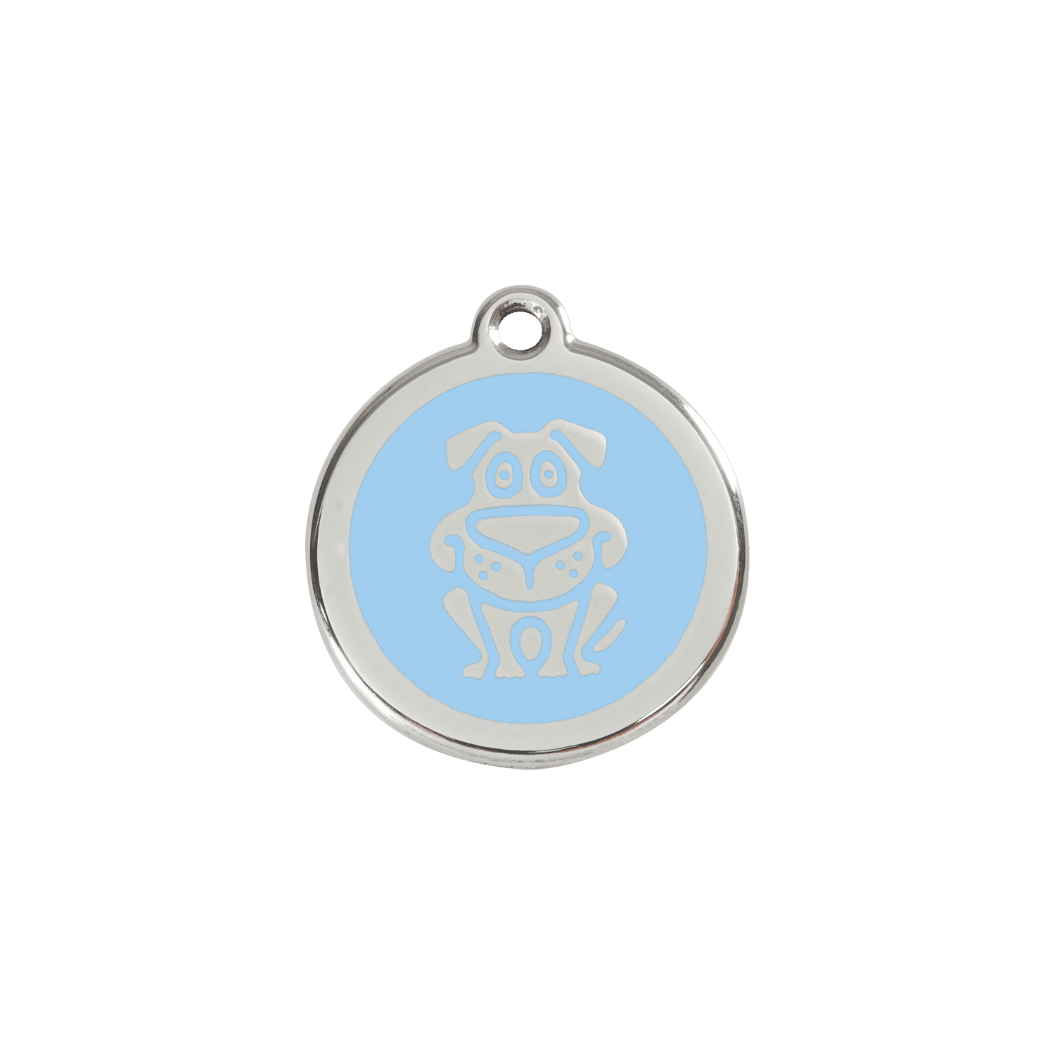 Vue avant - Médaille personnalisable pour chien/chat Red Dingo Émail et acier inoxydable - Motif chien - Bleu clair - Größe S