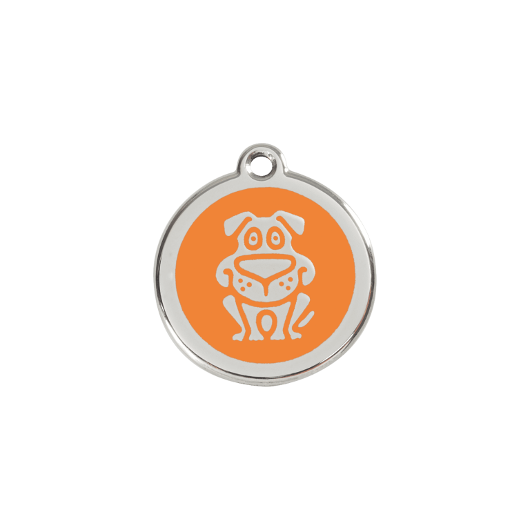 Vue avant - Médaille personnalisée pour chien/chat Red Dingo Émail et acier inoxydable Orange S 20.00mm