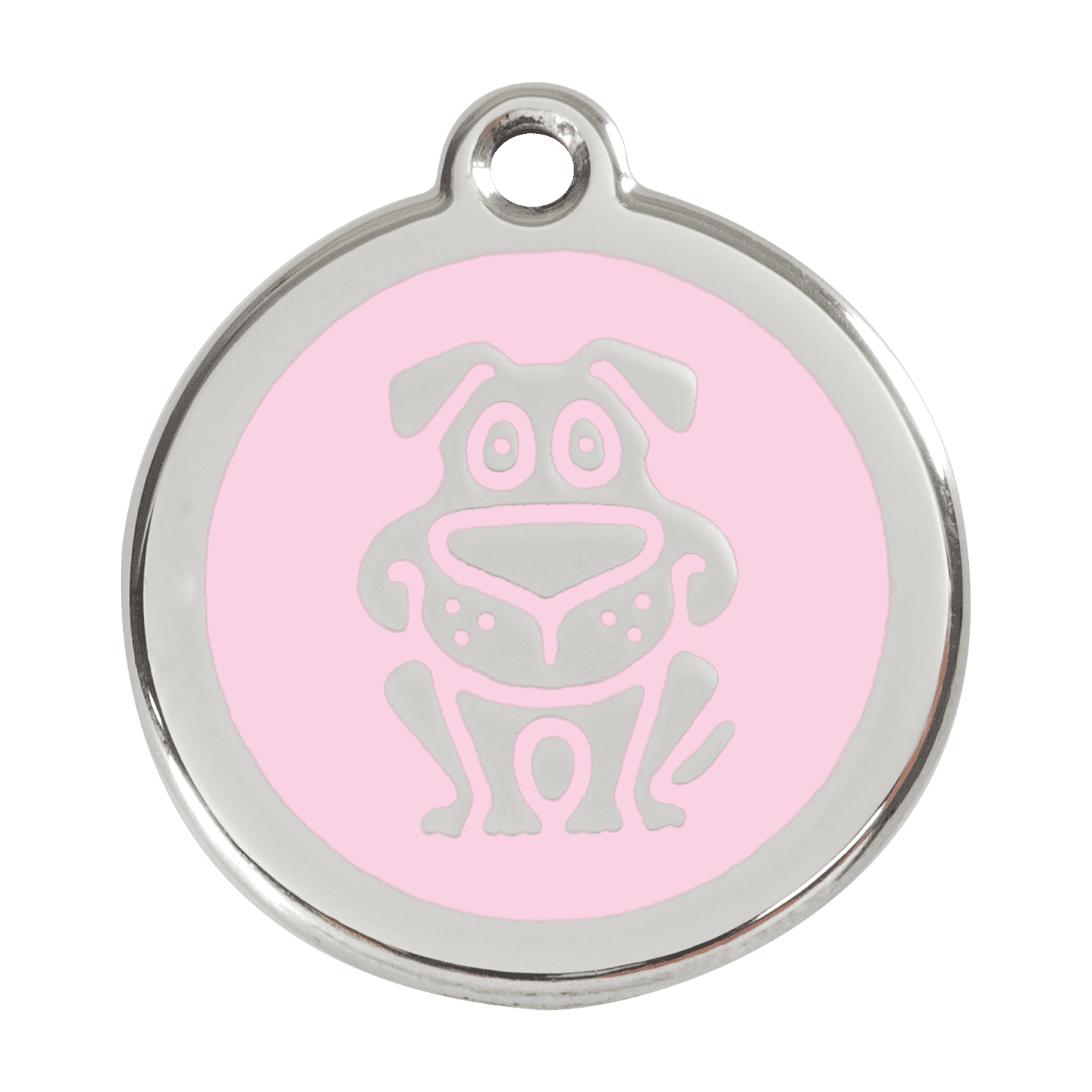 Vue avant - Médaille personnalisée pour chien Red Dingo Émail et acier inoxydable - Motif chien - Rose - Größe L