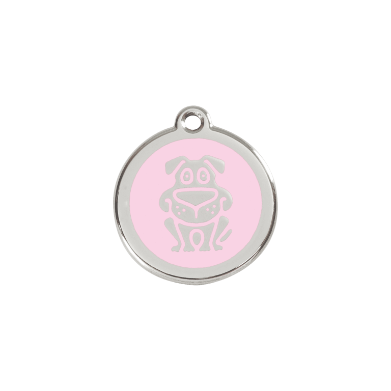Vue avant - Médaille personnalisée pour chien/chat Red Dingo Émail et acier inoxydable Rose S 20.00mm