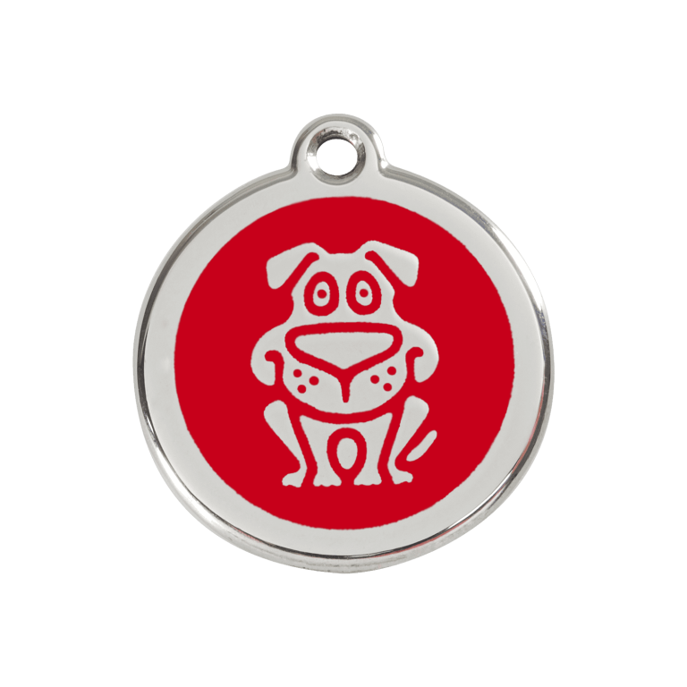 Vue avant - Médaille personnalisable pour chien Red Dingo en émail et acier inoxydable - Motif chien rouge - Größe M