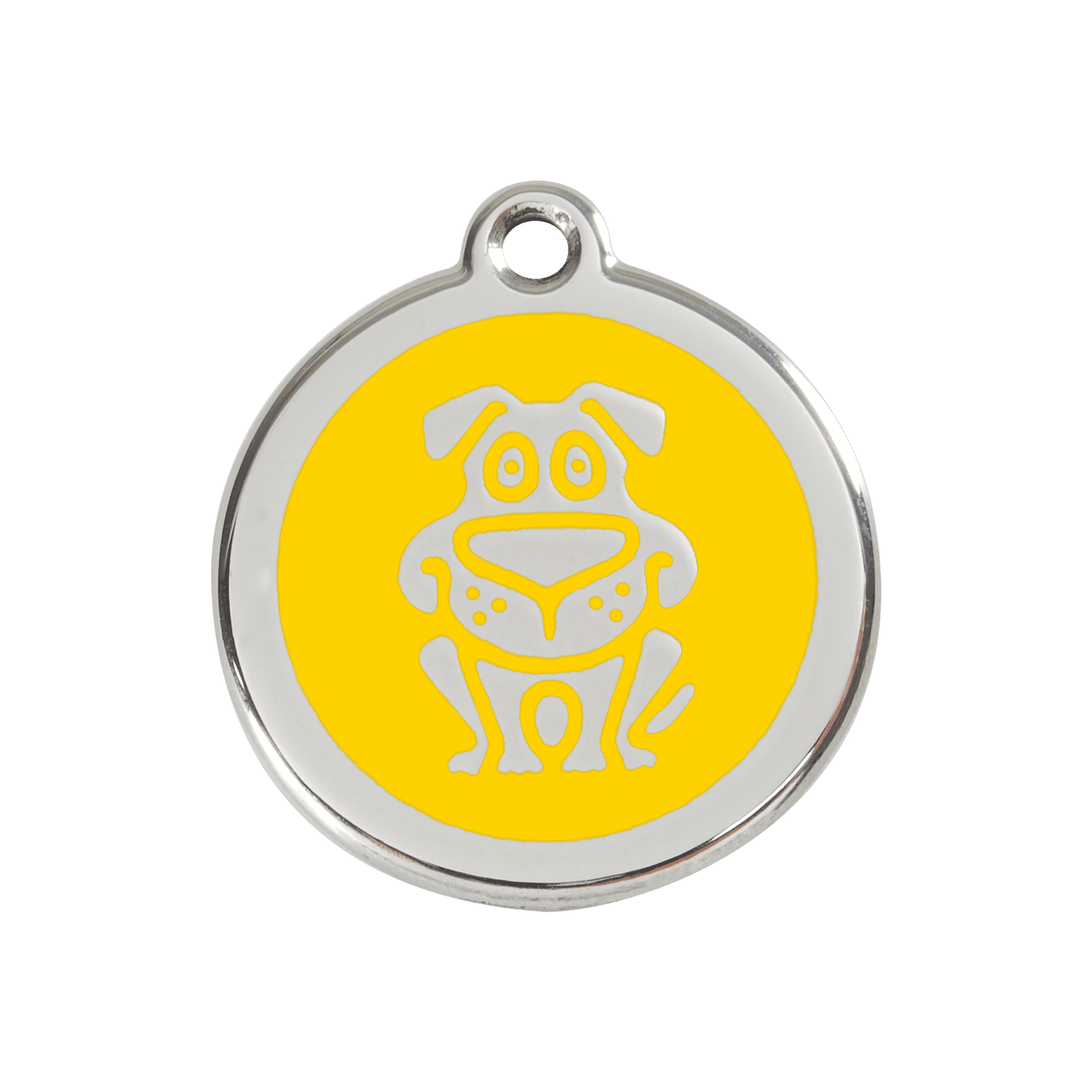 Vue avant - Médaille personnalisable pour chien en émail jaune Red Dingo - Größe M - 01-DG-YE-ME