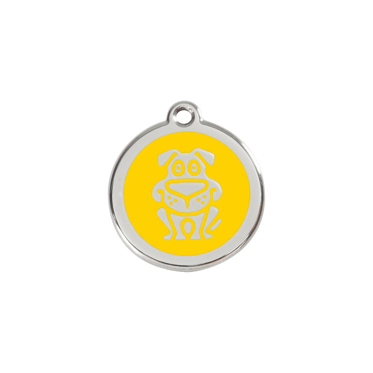 Vue avant - Médaille personnalisée pour chien/chat Red Dingo Émail/Acier Jaune S 20.00mm - 01-DG-YE-SM
