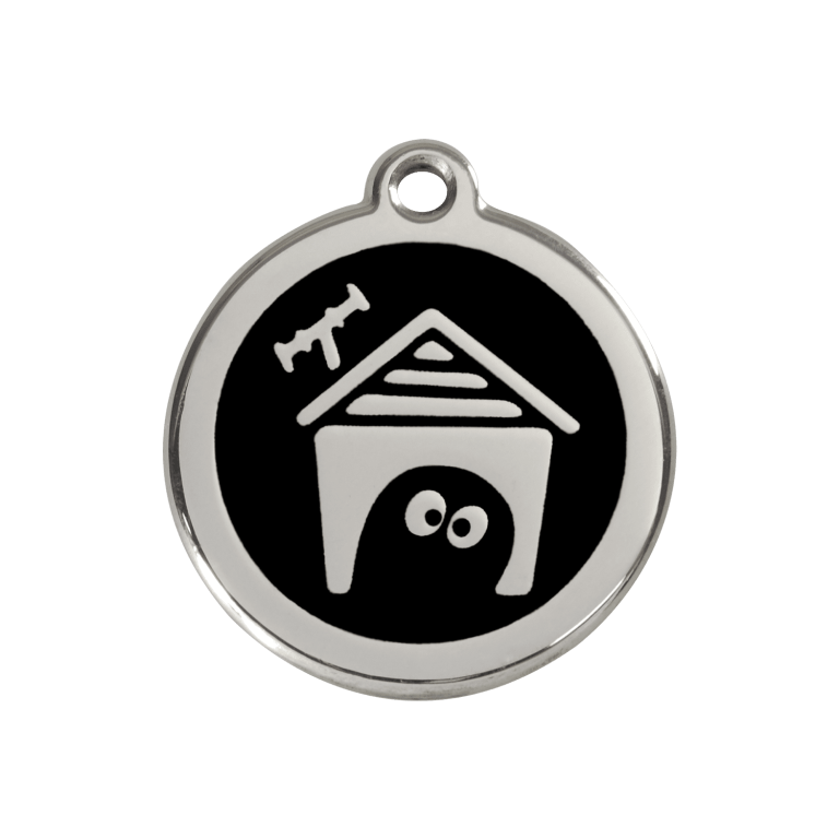 Vue avant - Médaille personnalisée pour chien en émail et acier inoxydable - Red Dingo - Noir - Größe M